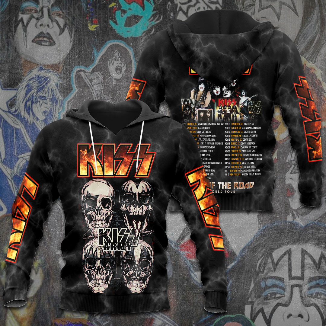 Kiss Skulls And Flame Tour Hoodie End Of The Road 2025