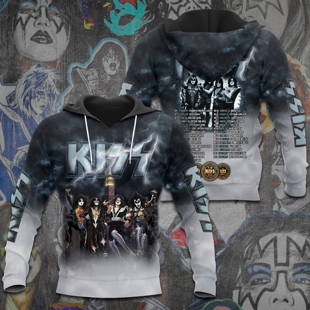 Kiss Smoke Grey Tour Hoodie Classic Live