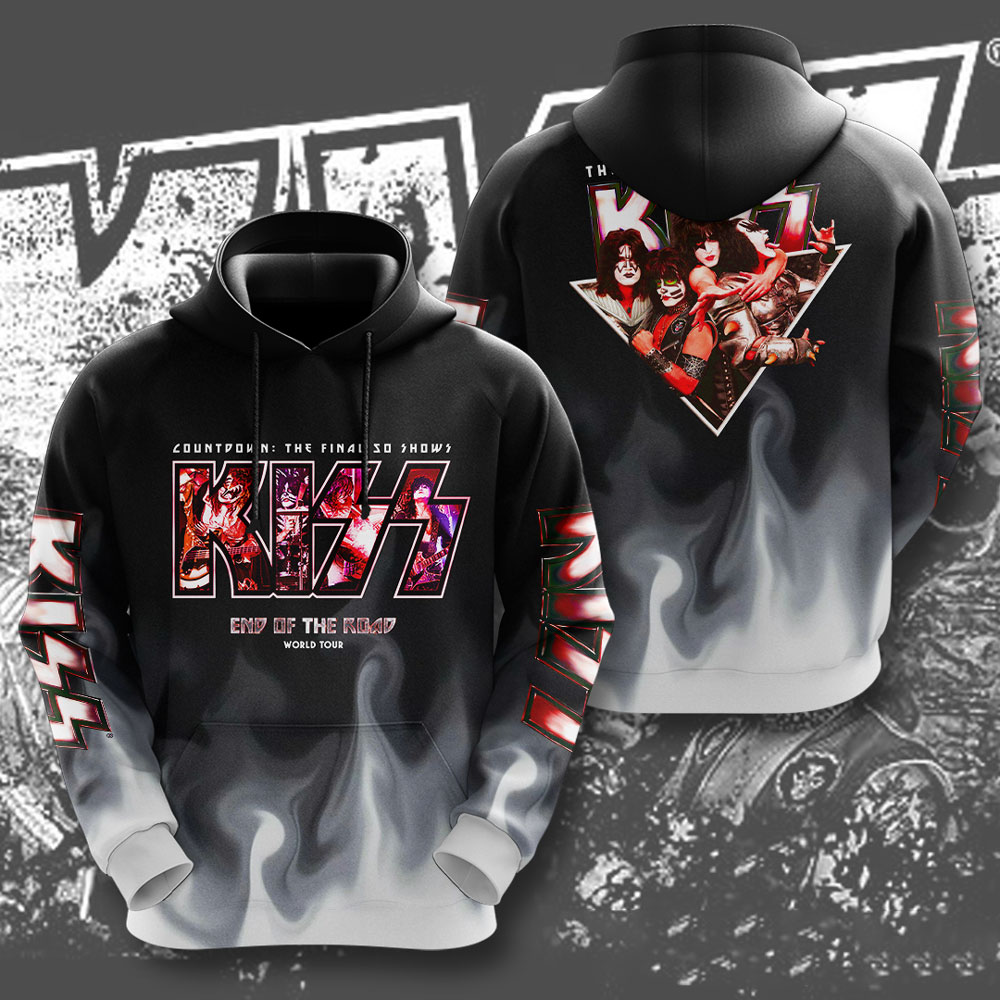 Kiss White Flame Tour Hoodie End Of The Road Fire