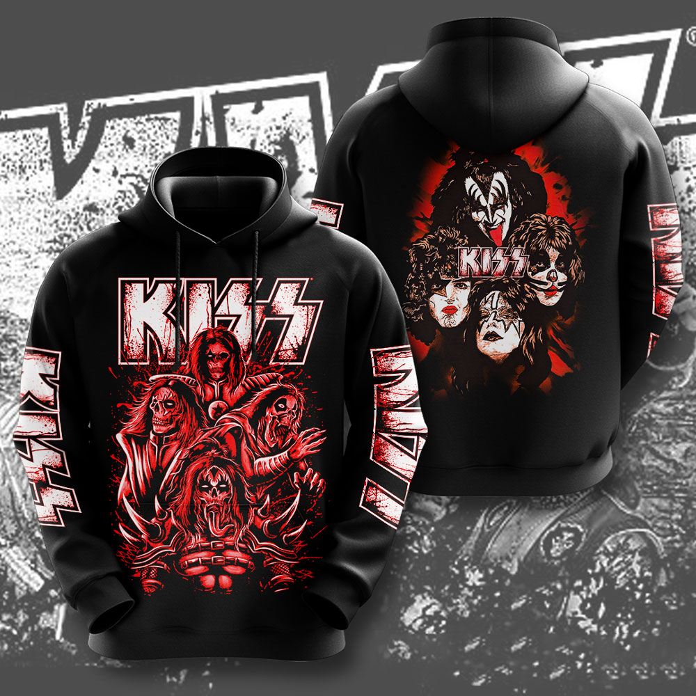 Kiss Red Flames Live Tour Hoodie Retro Fire
