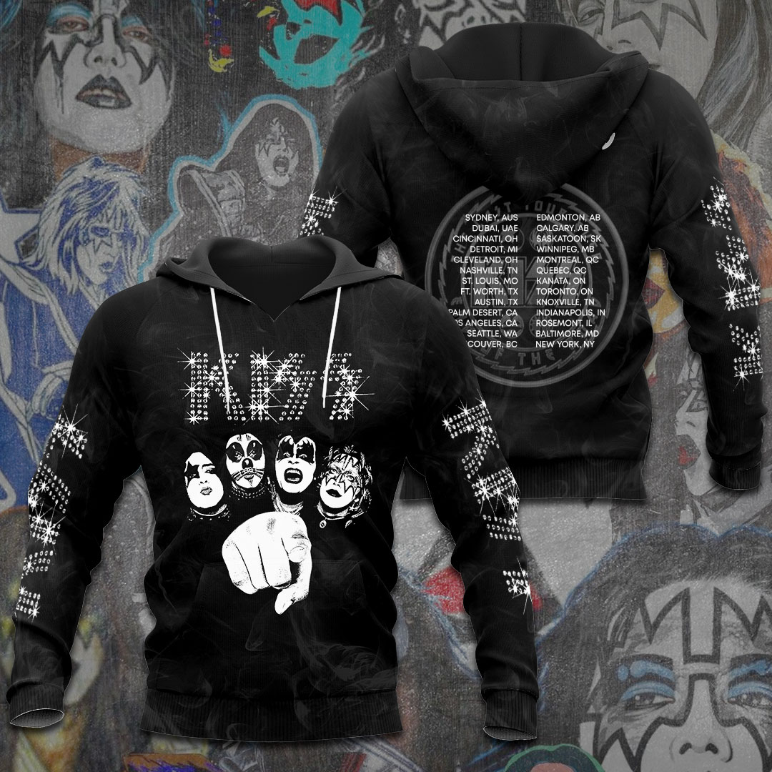 Kiss Fist Logo World Tour Hoodie Black Power