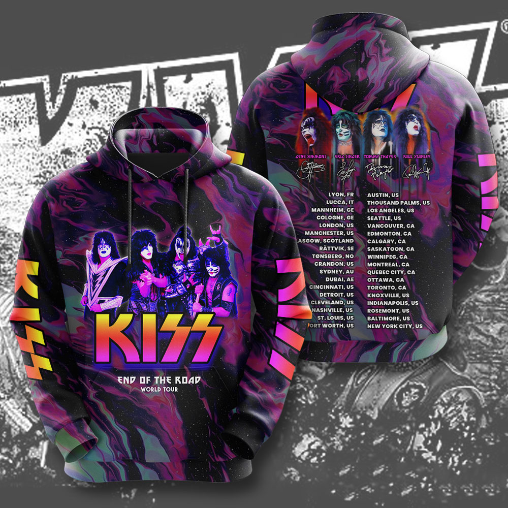 Kiss Purple Voltage Tour Hoodie End Of The Road Print