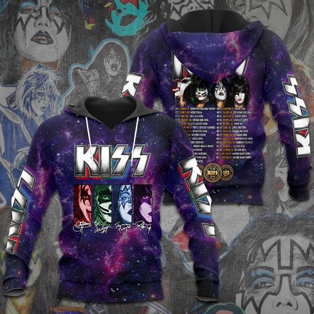 Kiss Galaxy Stage Faces Hoodie Cosmic Legacy Print