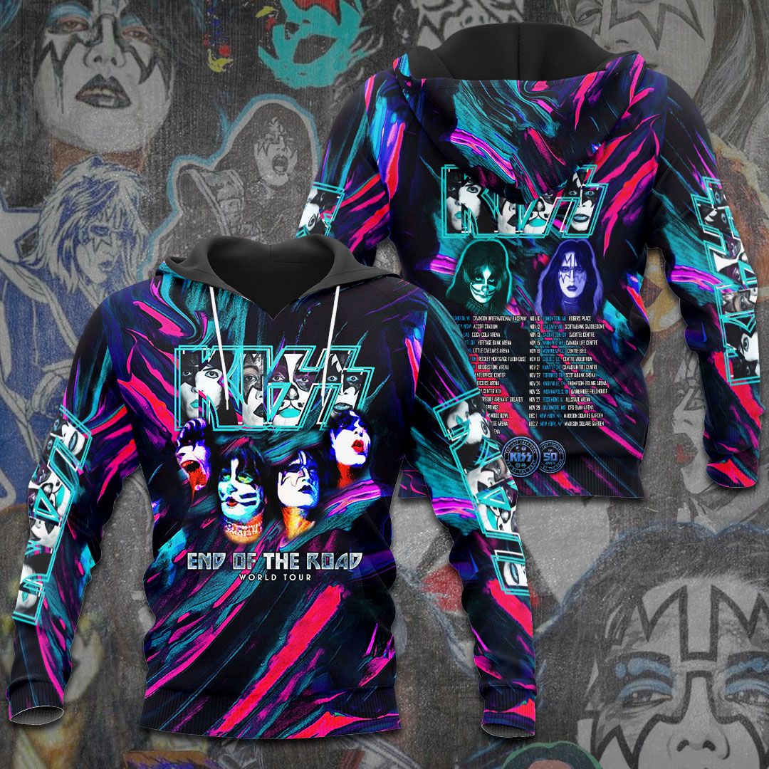 Kiss Neon Magenta Tour Hoodie Retro Tribute Version
