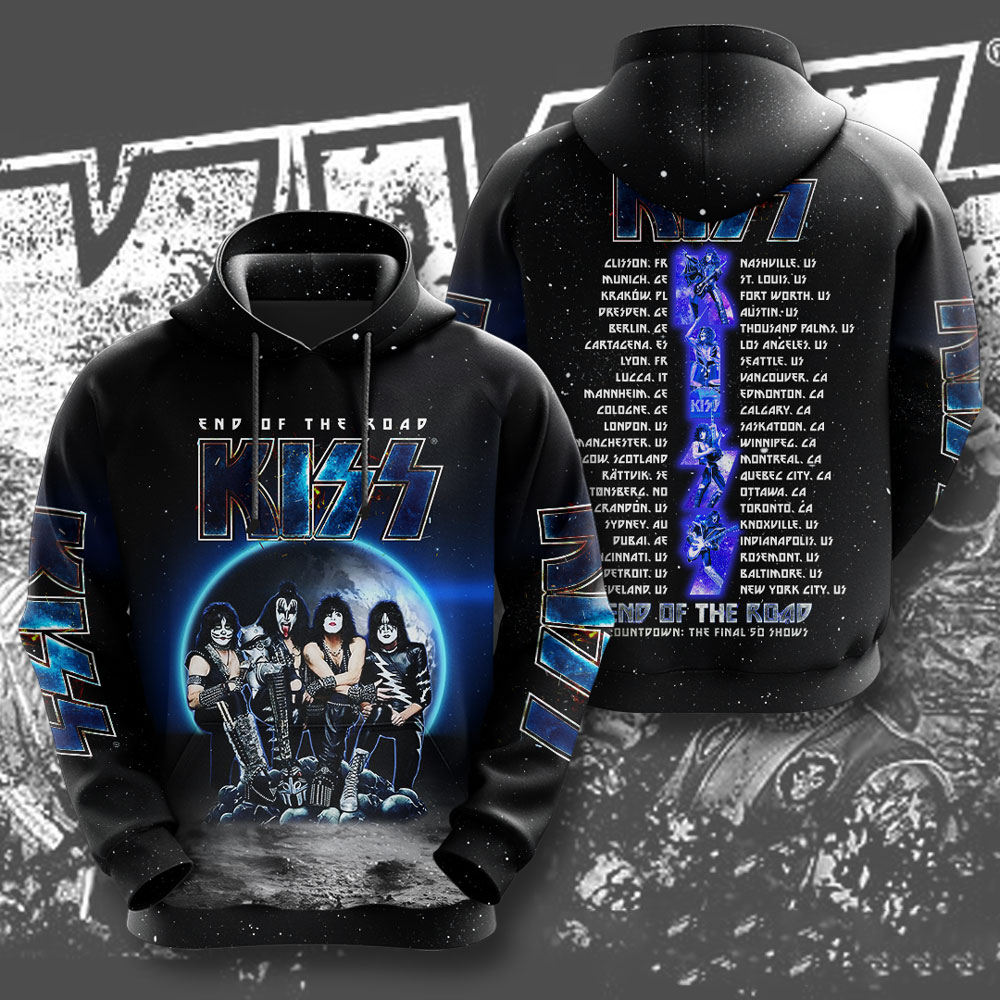 Kiss Blue Galaxy Graphic Hoodie End Of The Road Tour