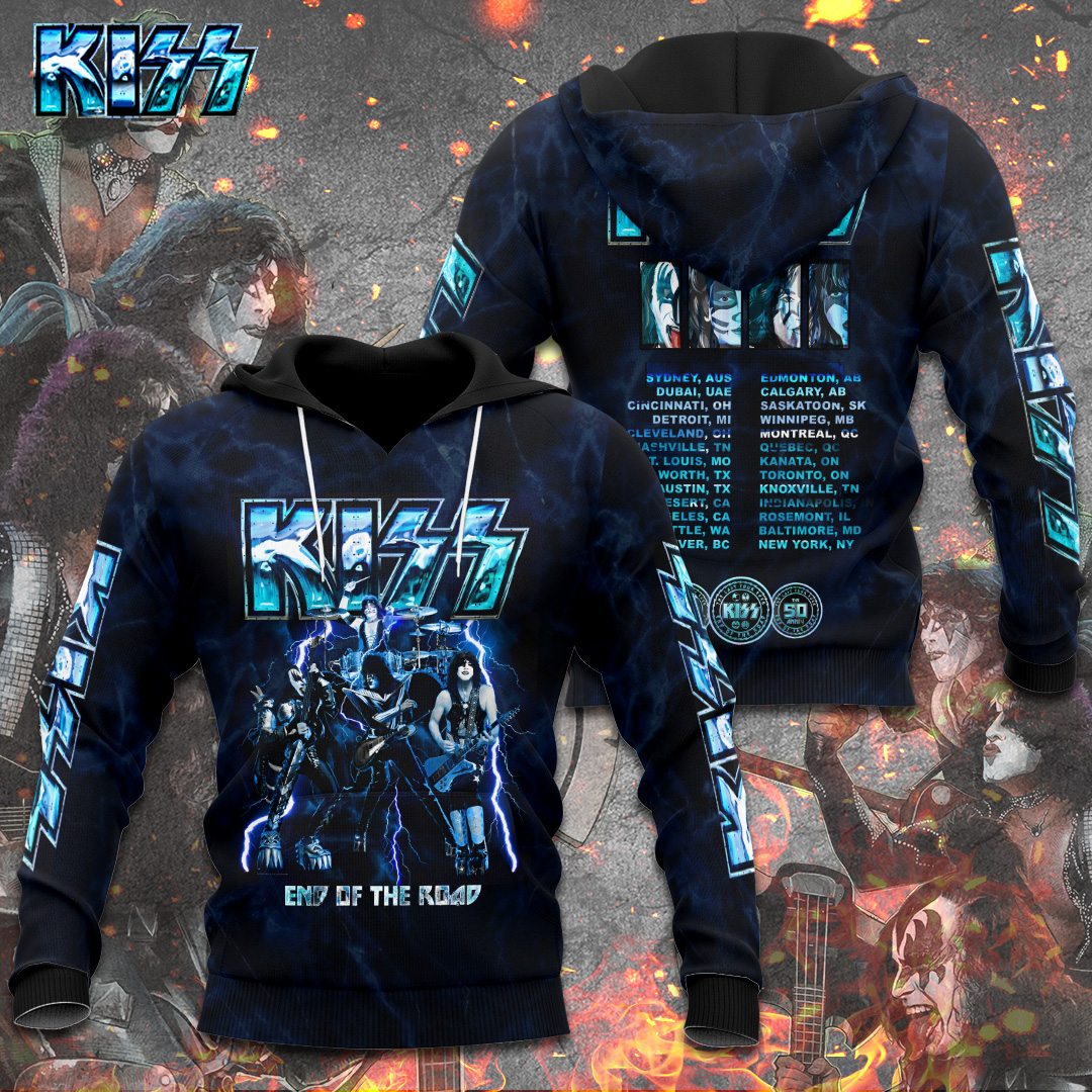 Kiss Blue Lightning Tour Hoodie Hot Stage Anniversary