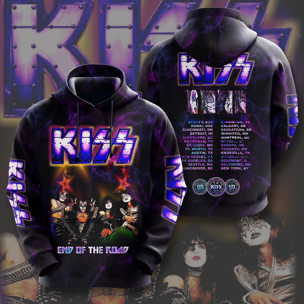 Kiss Purple Neon Tour Hoodie End Of The Road