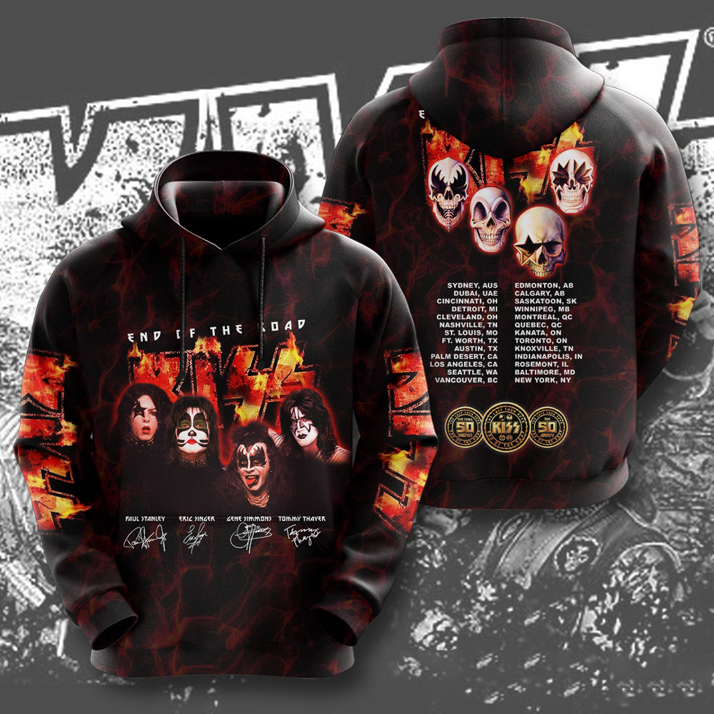 Kiss Red Skull Graphic Hoodie Hot Stage Anniversary