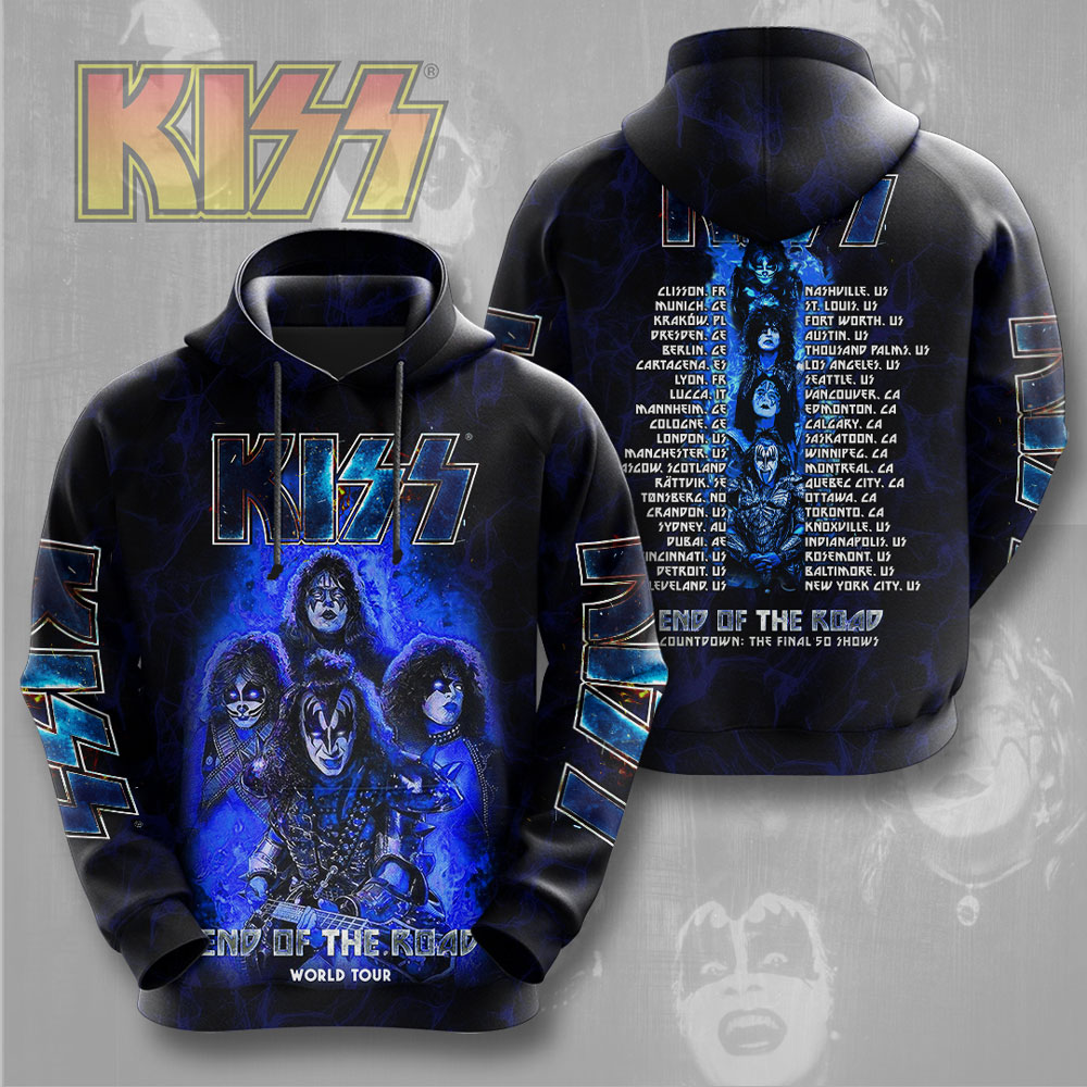 Kiss Electric Blue Tour Hoodie End Of The Road Legacy