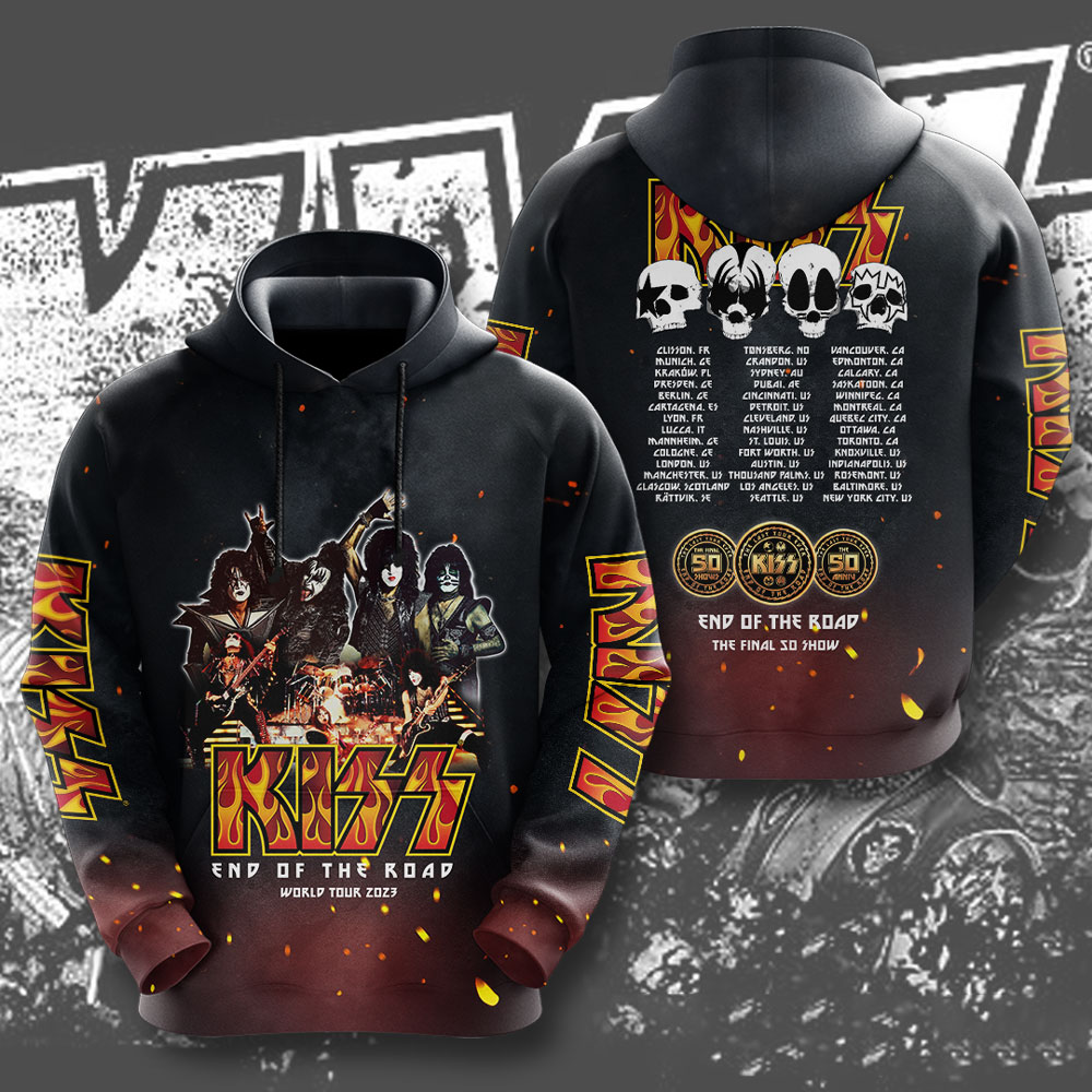 Kiss Red Skull Legacy Hoodie Hot Retro Flame