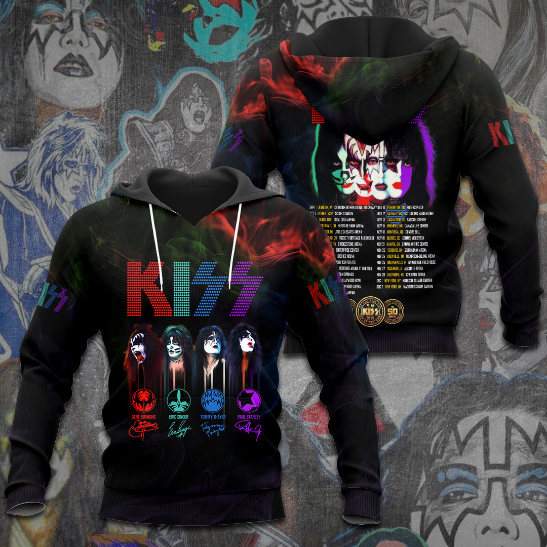Kiss Color Line Tour Hoodie Minimal Neon
