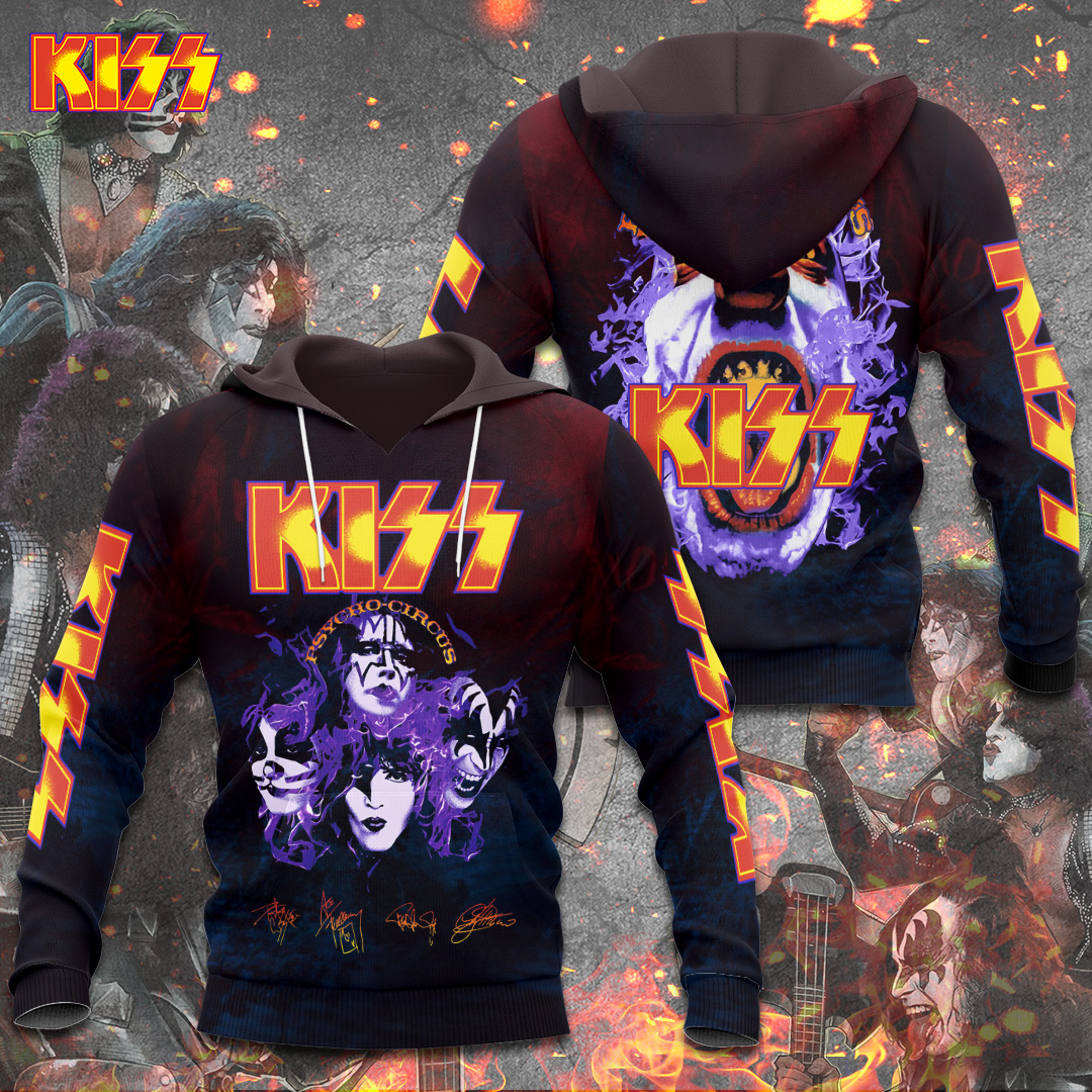 Kiss Psycho Circus Graphic Hoodie Dark Purple