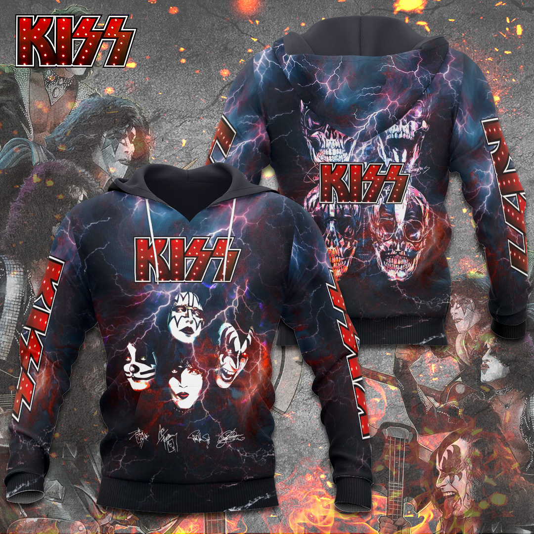 Kiss Fire Skull Stage Hoodie Halloween Tour Print