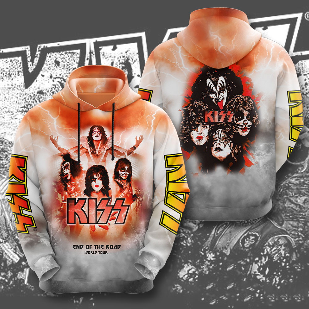 Kiss Orange Fire Group Hoodie Limited Hot Print Style