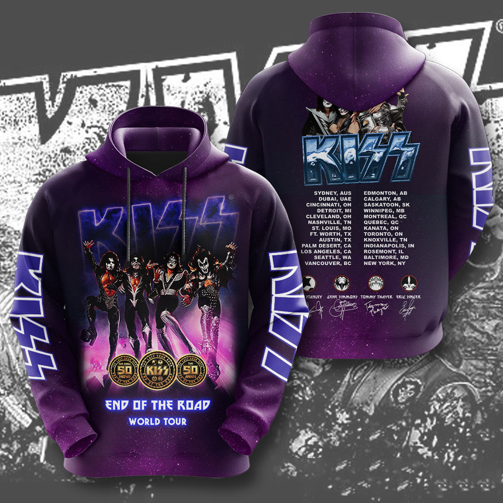 Kiss Violet Stage Graphic Hoodie End Of The Road Legacy