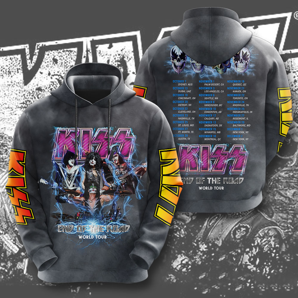 Kiss Ice Grey Tour Graphic Hoodie 50Th Anniversary Print
