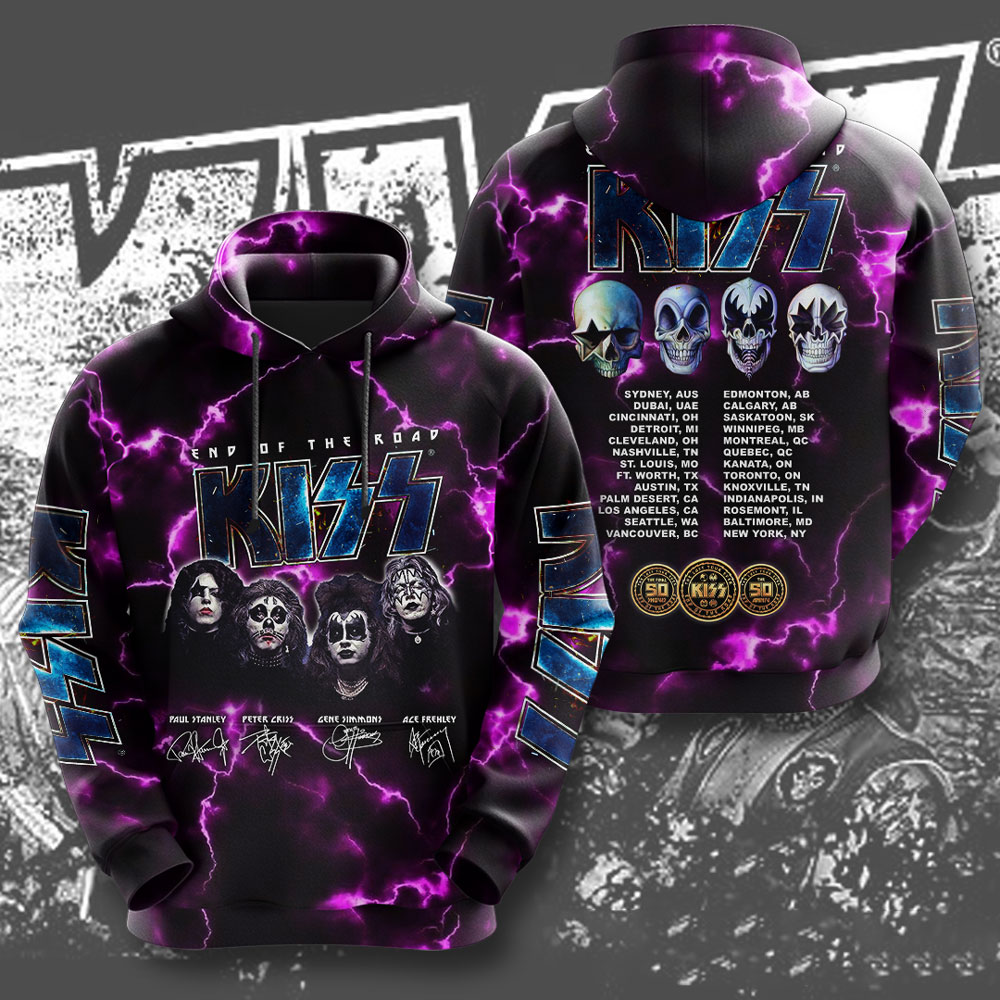 Kiss Purple Lightning Tour Hoodie Hot Electric