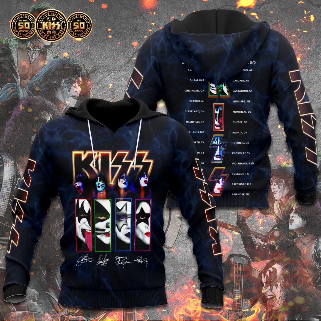 Kiss 50 Years Celebration Hoodie Black And Gold Tour