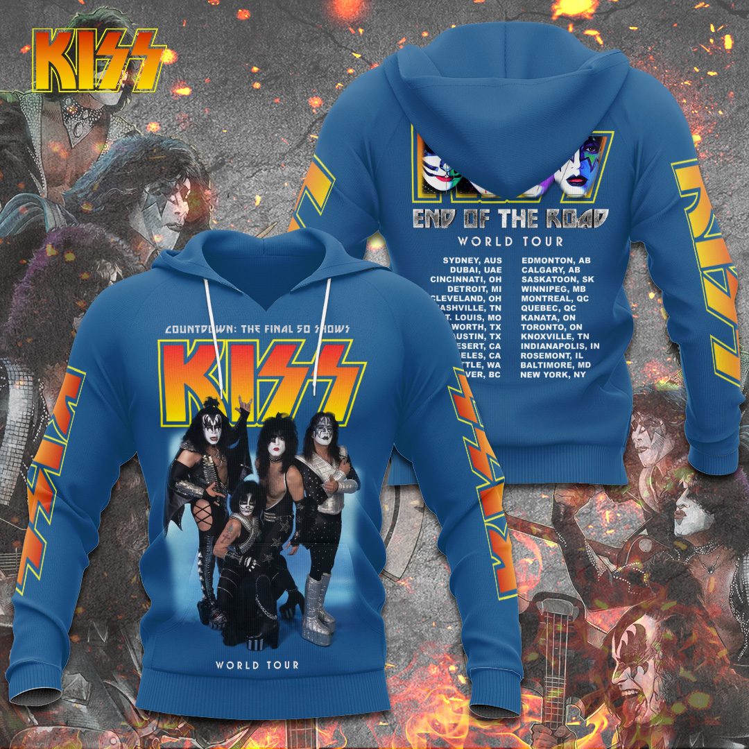 Kiss Blue Tour Legacy Hoodie World Tour Bright