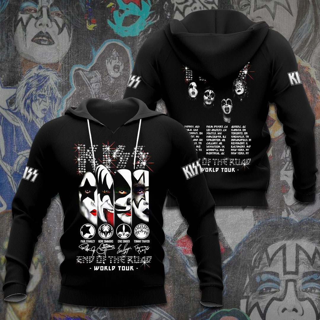 Kiss Mask Faces Graphic Hoodie White Typography Design
