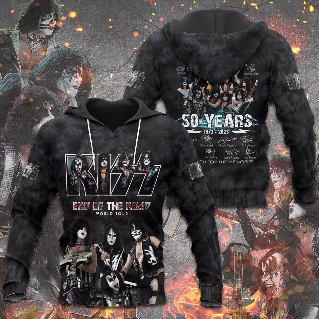 Kiss End Of The Road 50 Years Tour Hoodie Black Red