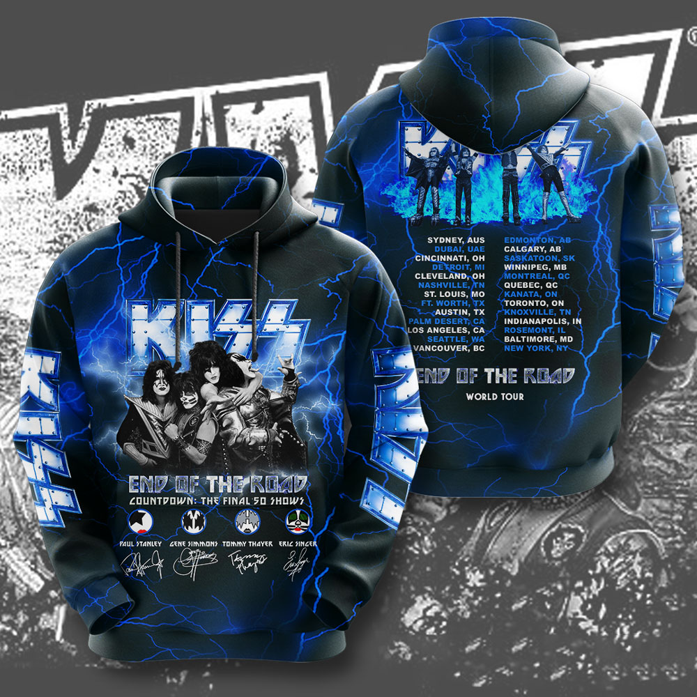 Kiss Blue Flame Graphic Hoodie Limited Stage Print