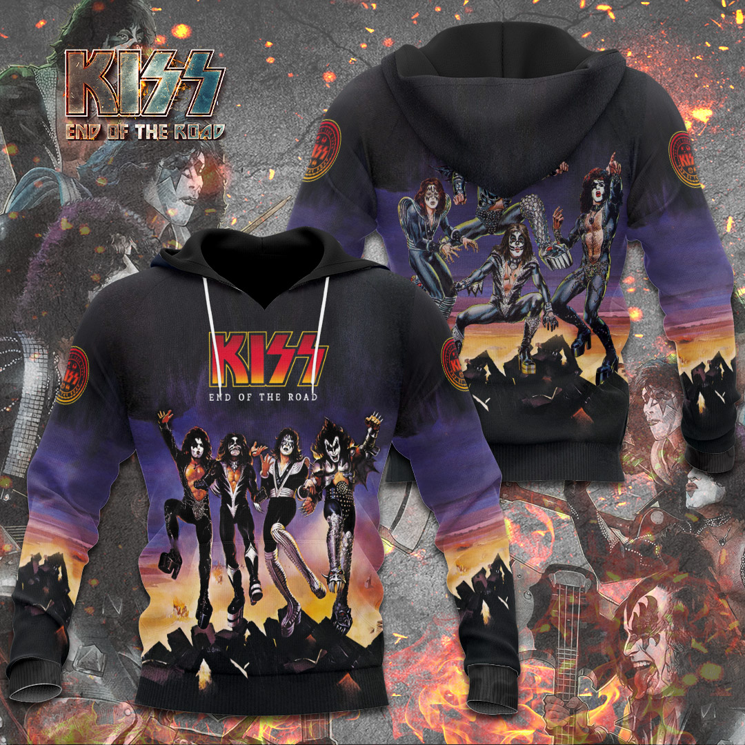 Kiss Fire Stage World Tour Hoodie Purple Flame