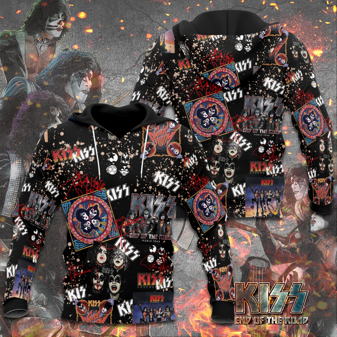 Kiss All-Over Prinhoodie Collage Retro Band Faces