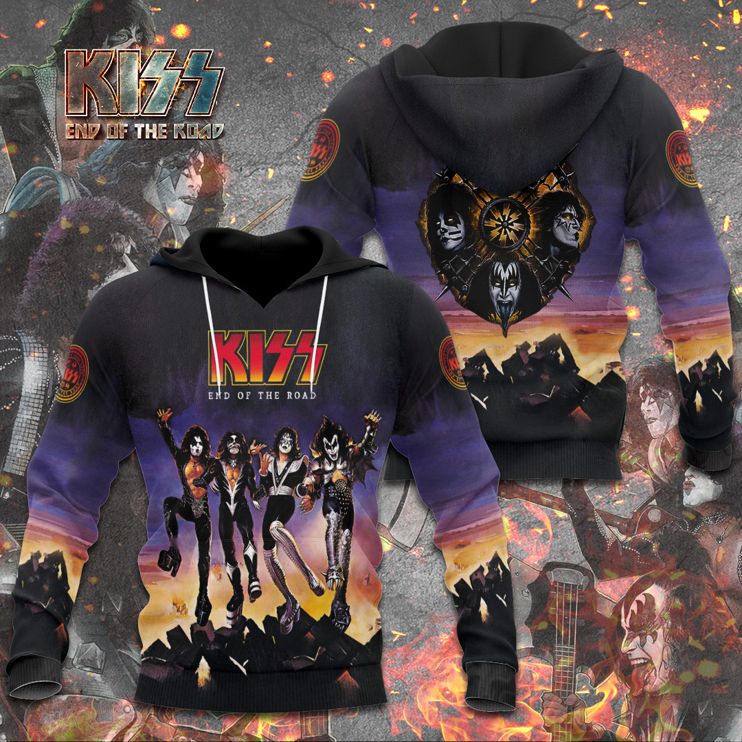 Kiss Sunset Fire Tour Hoodie Limited Gold Flame Print