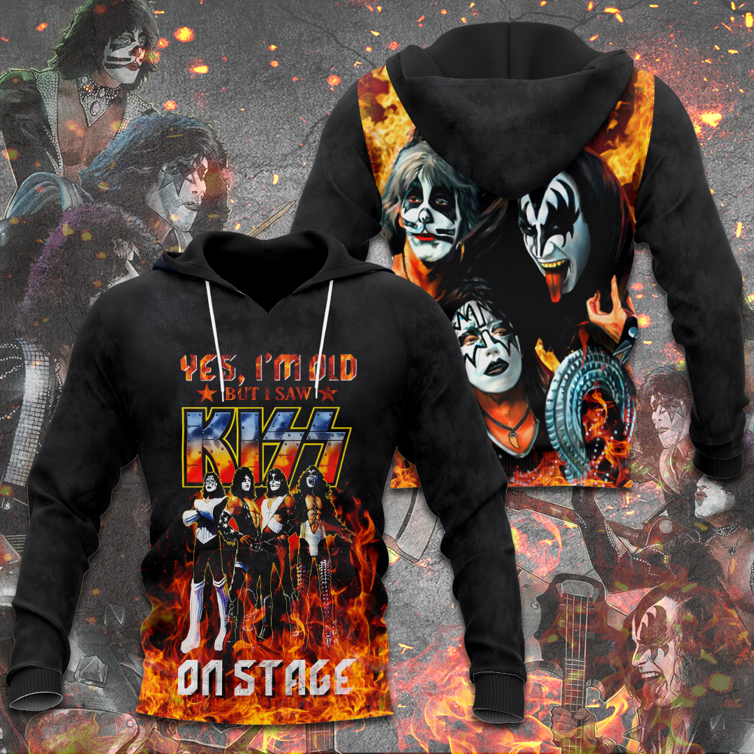 Kiss Old School On Stage Hoodie Classic Fire