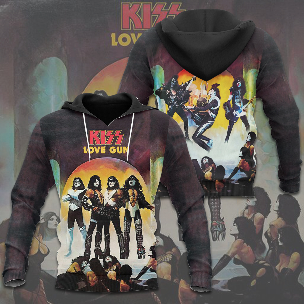 Kiss Love Gun Vintage Album Hoodie Retro Yellow Design