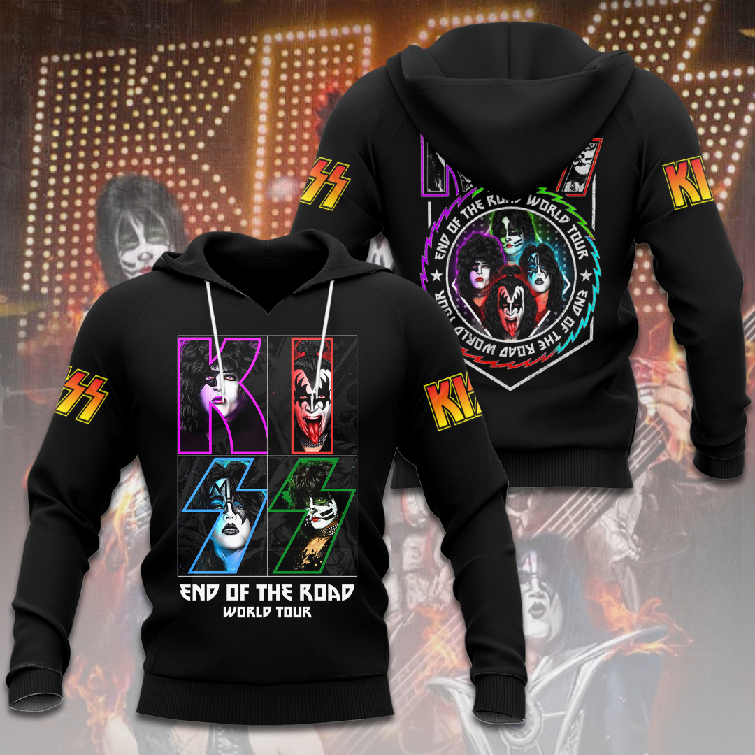 Kiss Multicolor Neon Faces Hoodie World Tour Special