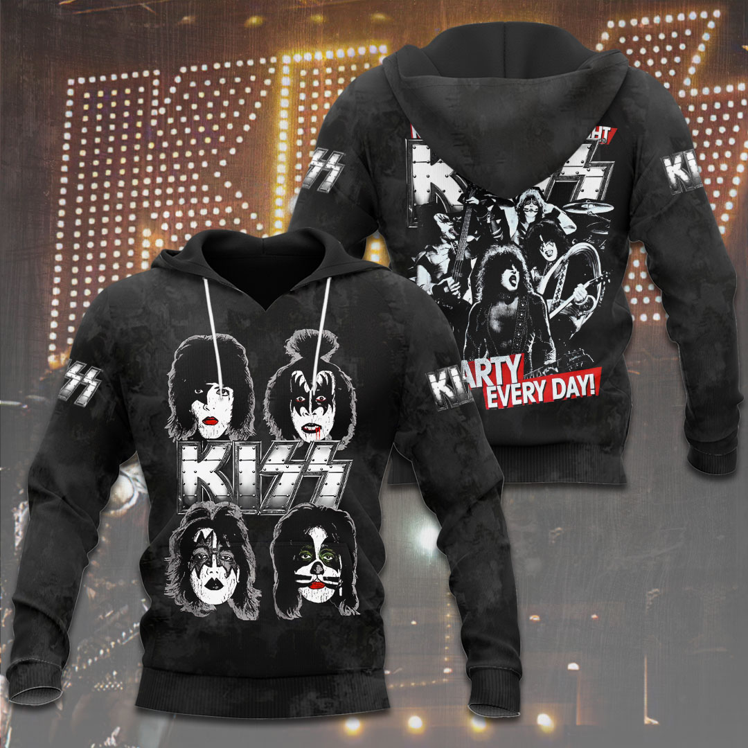 Kiss Rock & Roll Party Every Day Hoodie Classic 70S Tribute