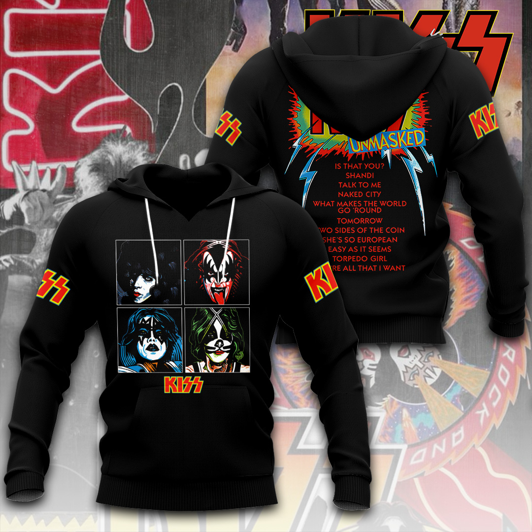 Kiss Four Faces Graphic Hoodie Retro Tour
