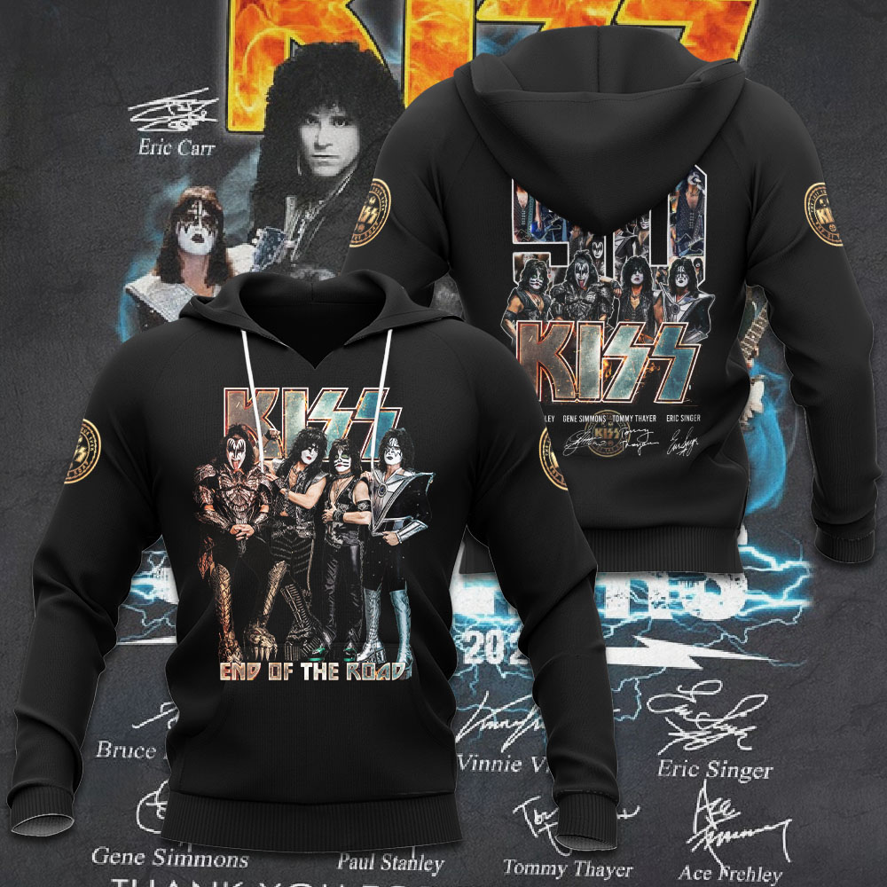 Kiss Black Gold Countdown Hoodie Legacy Fire Print Design