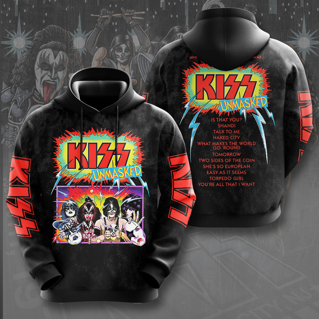 Kiss Reunion Tour 2025 Hoodie Fire Red Stage Design