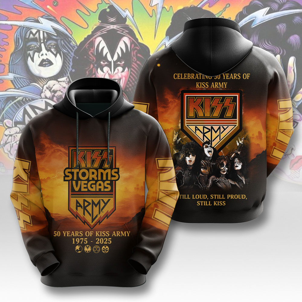 Kiss 50 Years Of Kiss Army Hoodie Golden Celebration