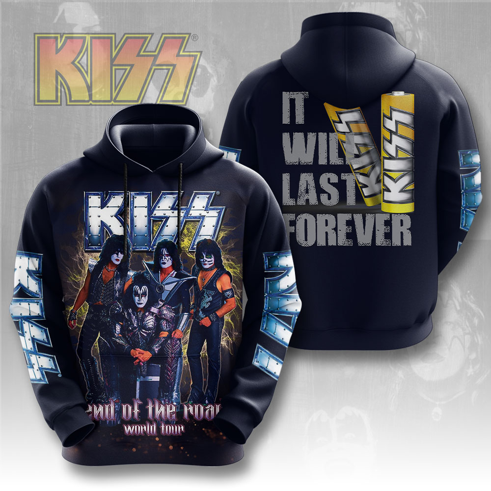 Kiss World Tour 2025 Hoodie Dark Blue Heritage Design