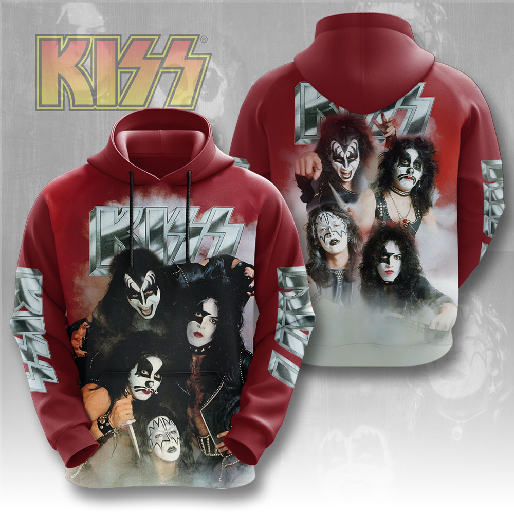 Kiss Red Gradient Tour Hoodie Vintage Portrait