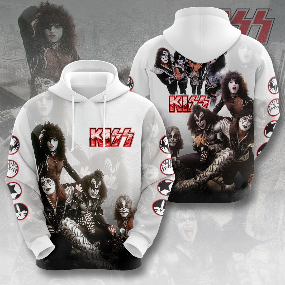 Kiss Classic White Portraihoodie Vintage Members Style