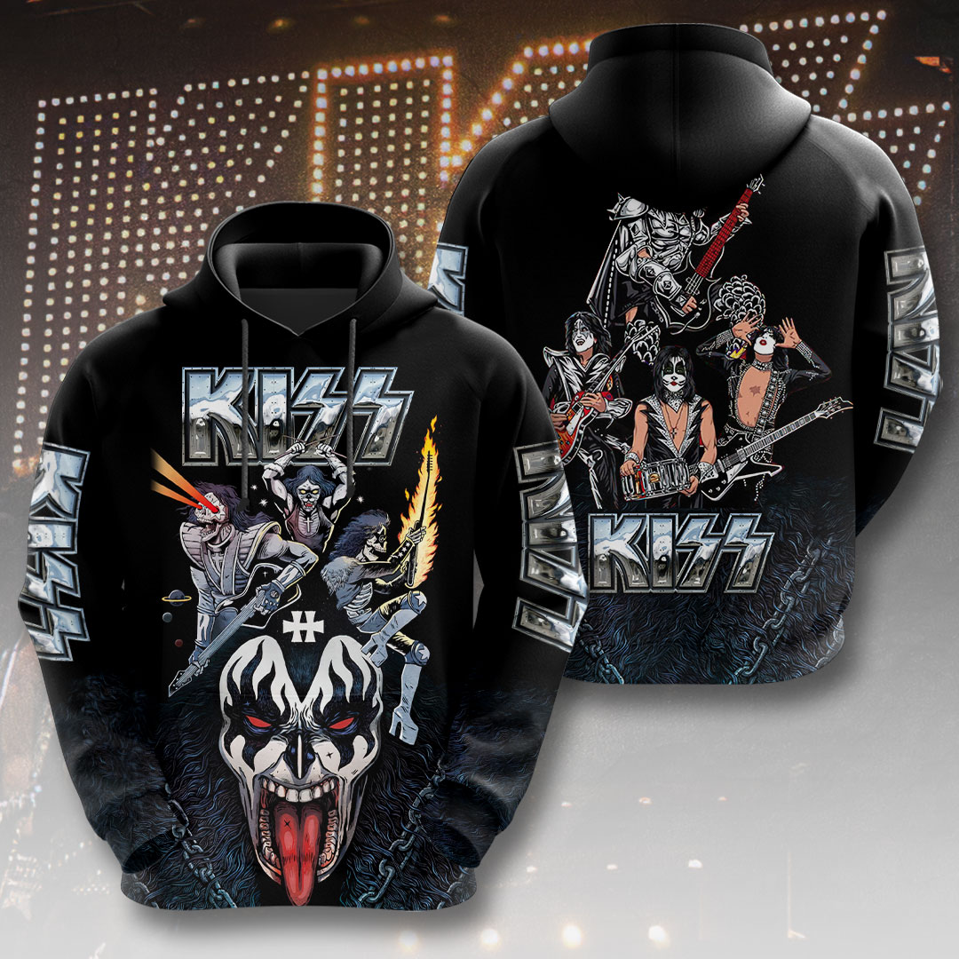 Kiss Demon Face Tour Hoodie Chrome Logo