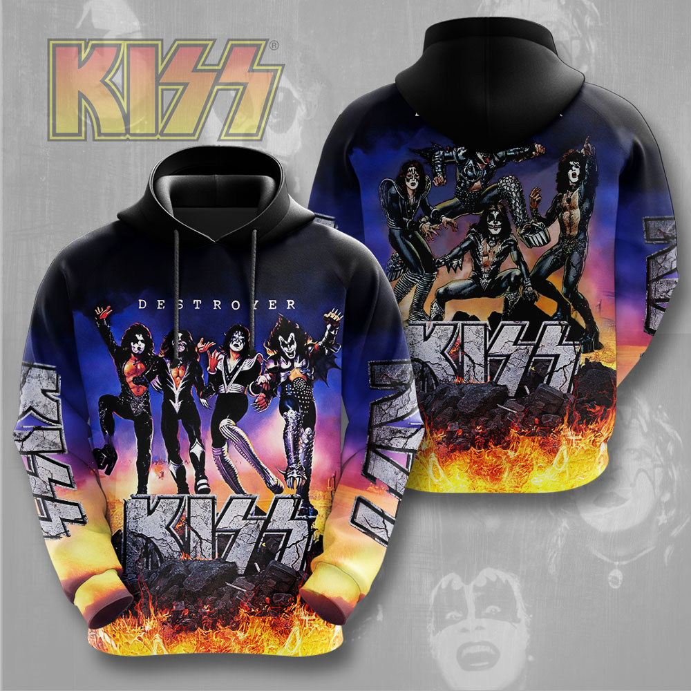 Kiss Destroyer Live Fire Hoodie Heavy Metal Stage