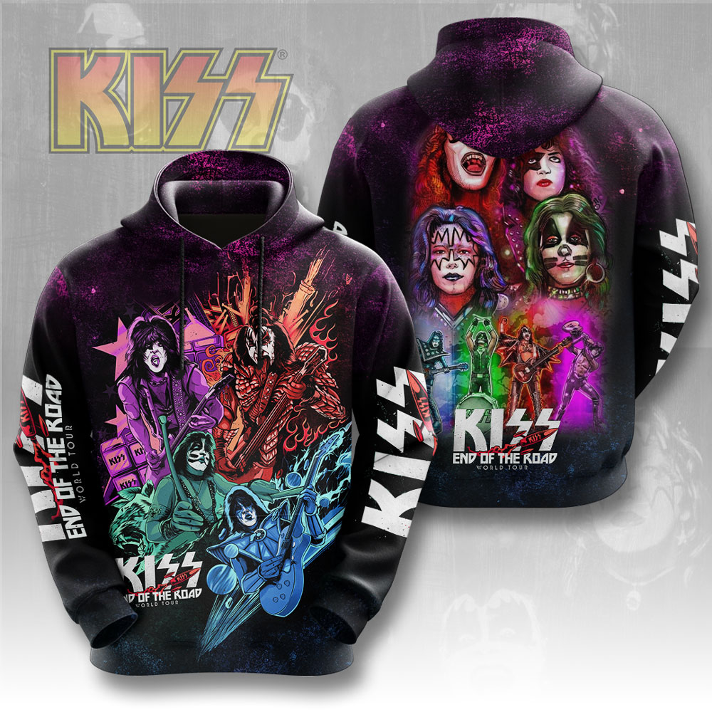 Kiss Neon Stage Explosion Hoodie Multicolor Fire