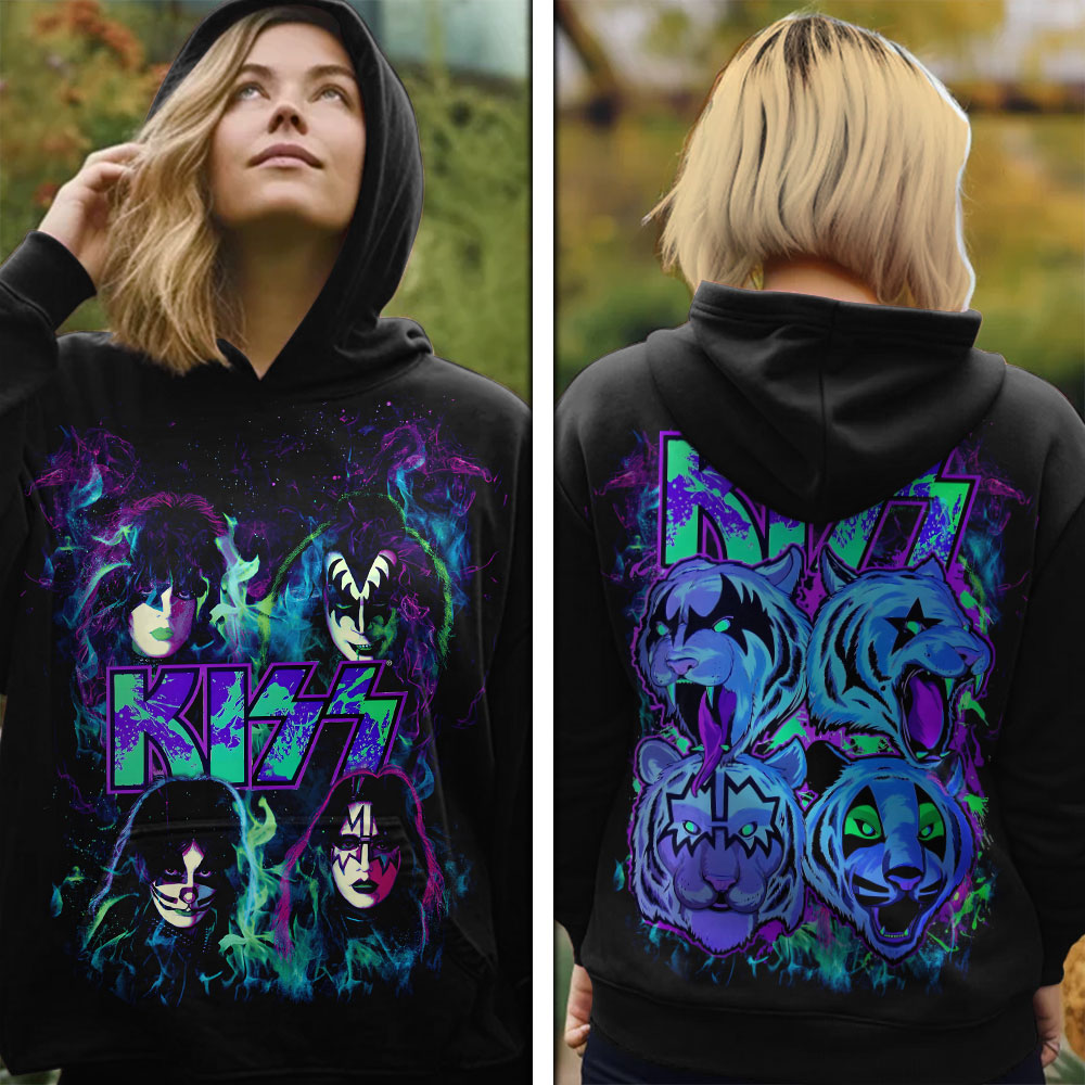 Kiss Electric Blue Graphic Hoodie 3D Skull Legends