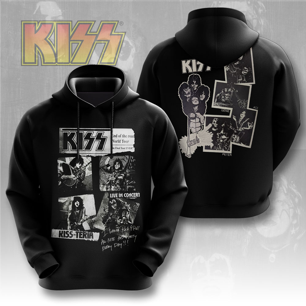 Kiss Classic 80S Tour Collage Hoodie Retro Memorabilia