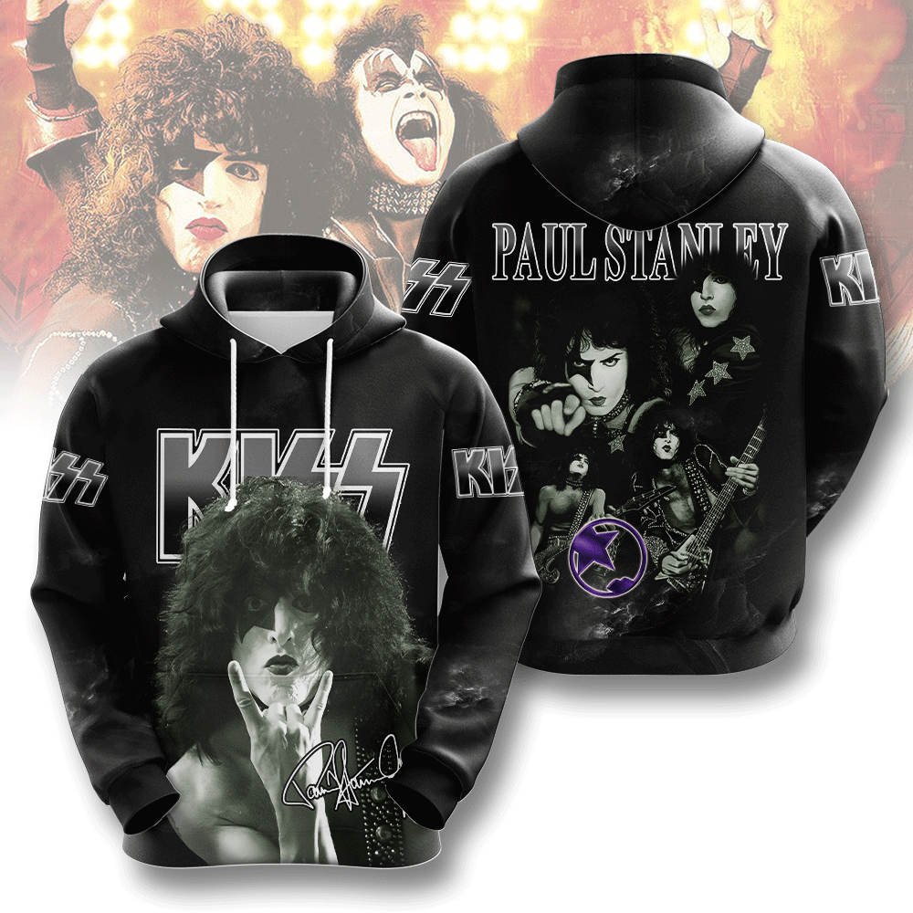 Kiss Paul Stanley Signature Hoodie Black & Silver Tour