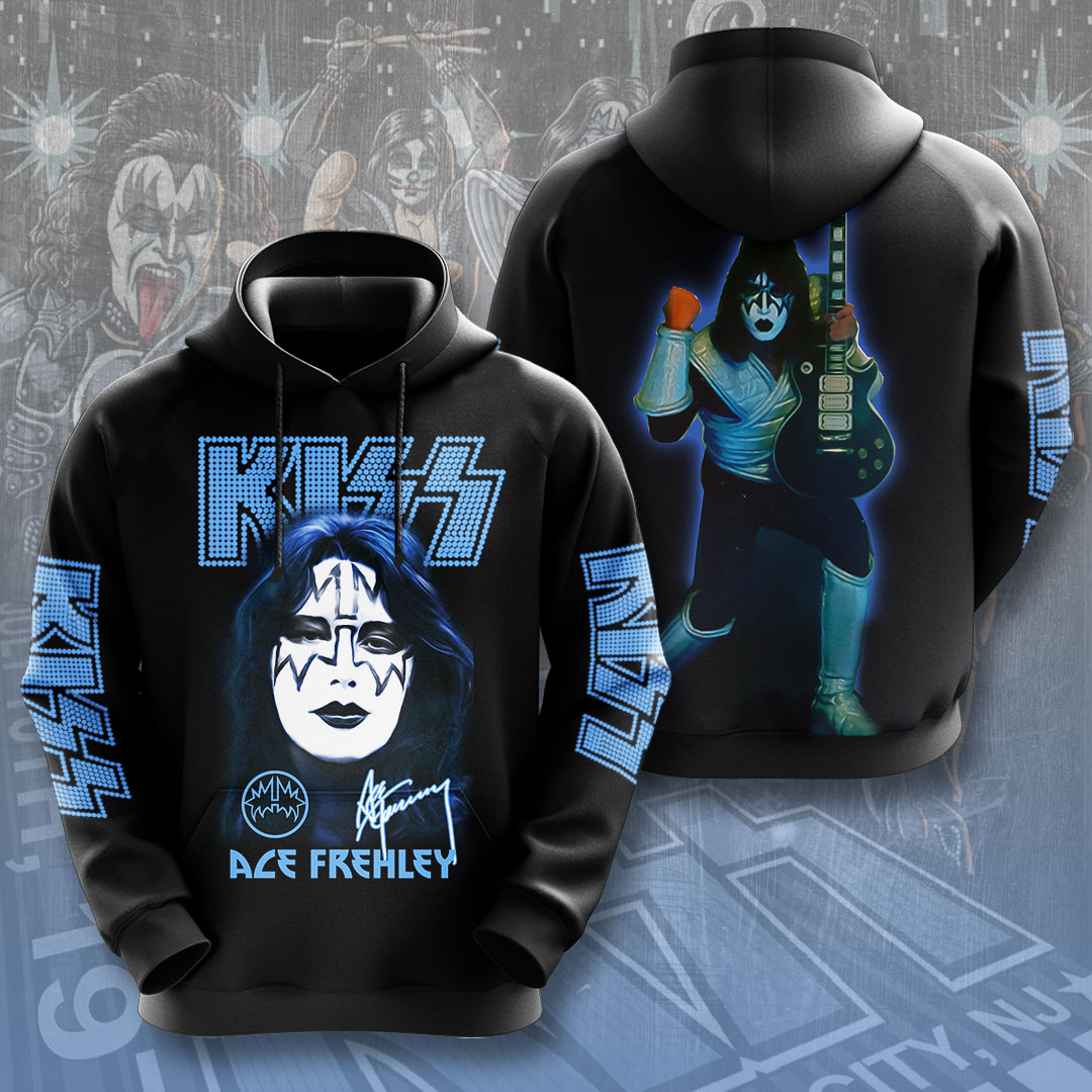 Kiss Ace Frehley 3D Electric Guitar Hoodie Galactic Rock