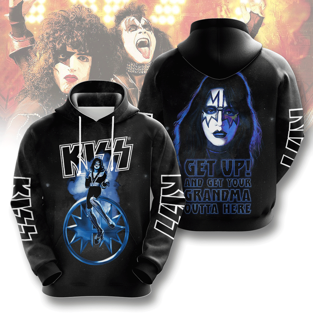 Kiss Get Up Rock Anthem Hoodie Blue Spaceman