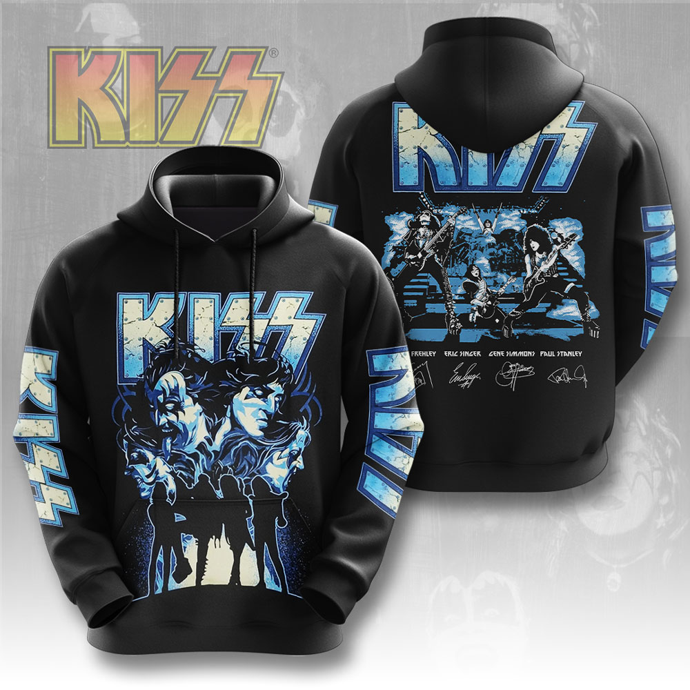 Kiss Blue Electric Tour Hoodie Galaxy Rock Legends
