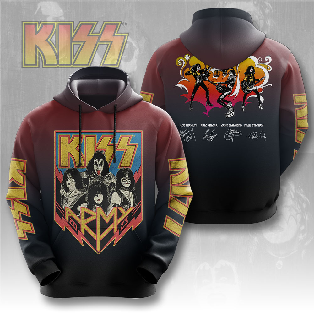Kiss Red Shield Tour Hoodie Vintage Flame Style